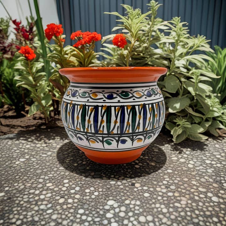 Etnico del Mondo - Wholesale Plant Pot - Berber Ceramic Cachepot Vase - Tunisian Craft #24