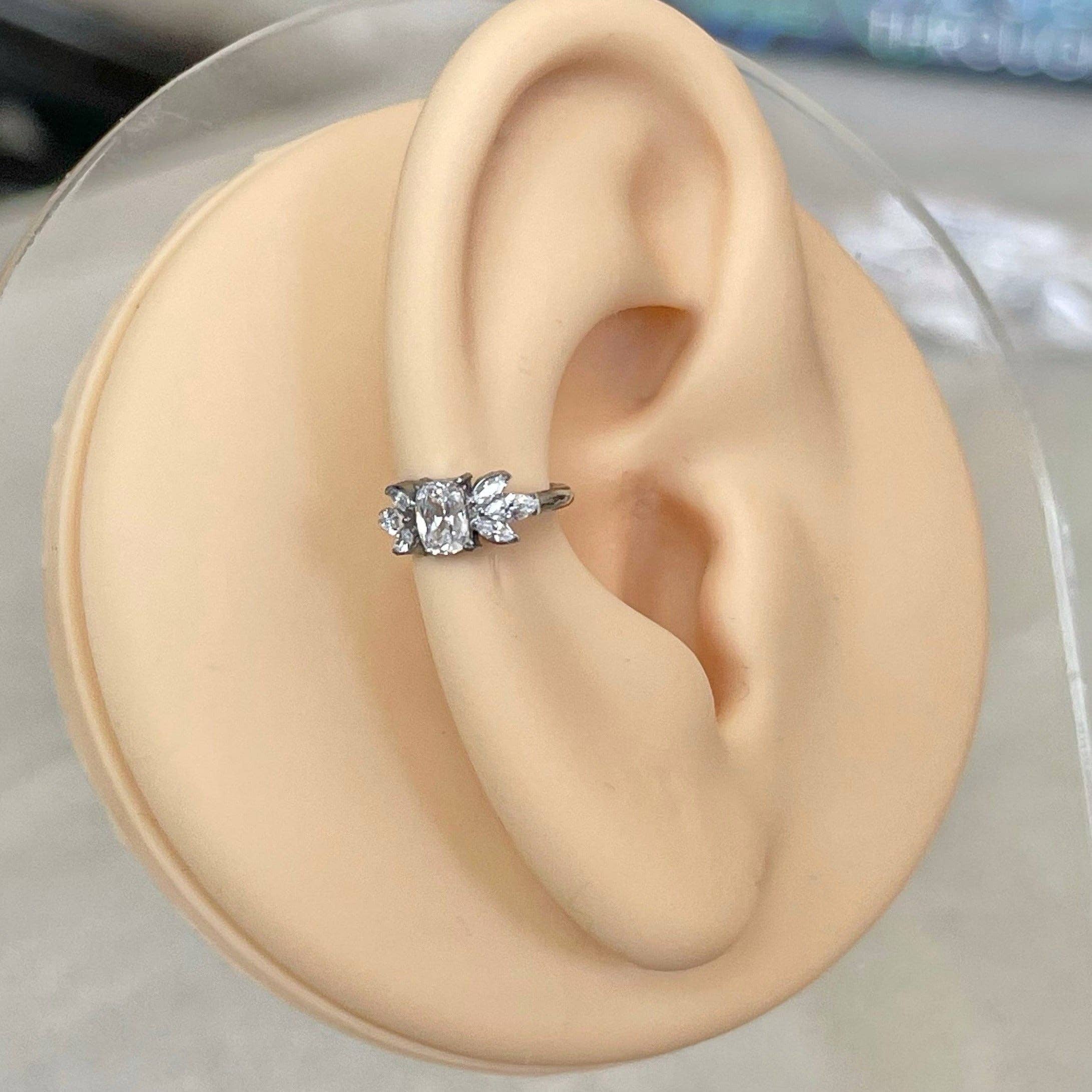 Elara Body Jewelry - Wholesale Single Earring - Silver Conch Piercing (16G | 8mm or 10mm | Titanium | Silver or Gold)3