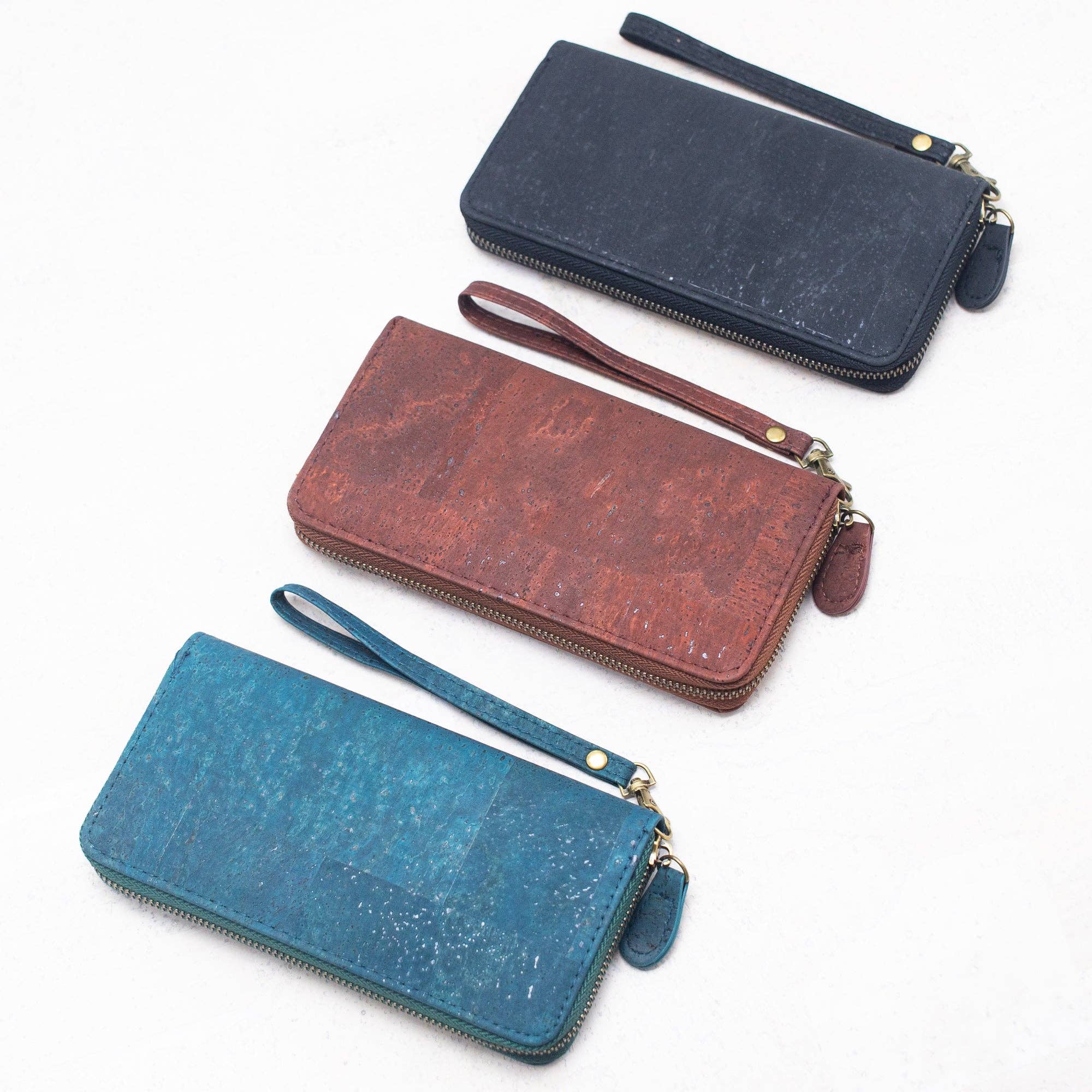 Meninas Bonitas Cork - Wholesale Portemonnee - Dames - Bruine, blauwe en zwarte dames portemonnee van kurk met handriempje4