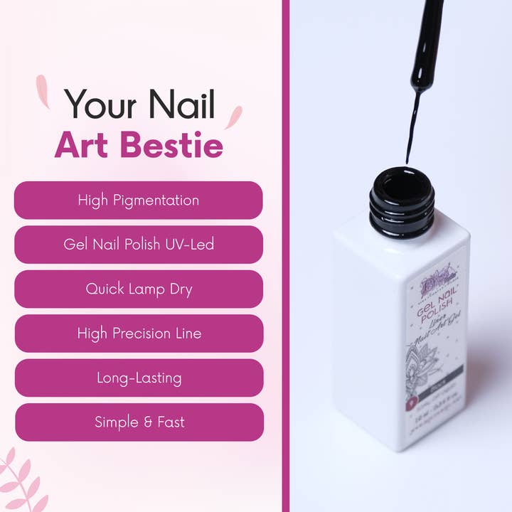 Pics Nails – wholesale Nail polish – Semi-Permanent Nail Art Liner Gel UV/LED Nail Polish 10 ml - Black 92