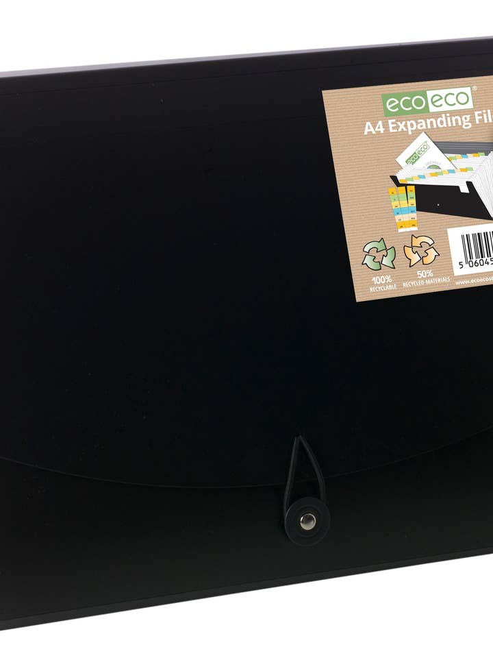 A4 50% Recycled 26 Pocket Expanding File for wholesale by eco-eco Stationery Ltd