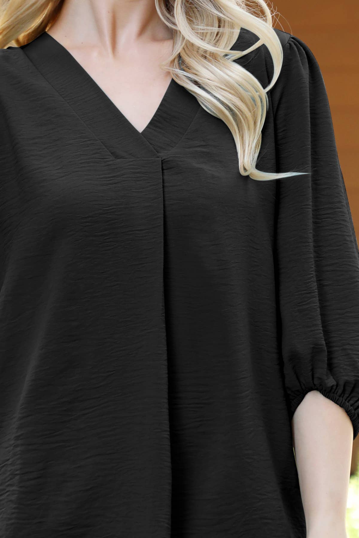 You & Me – wholesale Blouse – Women’s – YMT20085V-V-NECK BAND ELASTIC TUNNEL SLEEVE WOVEN TOP - FALL4