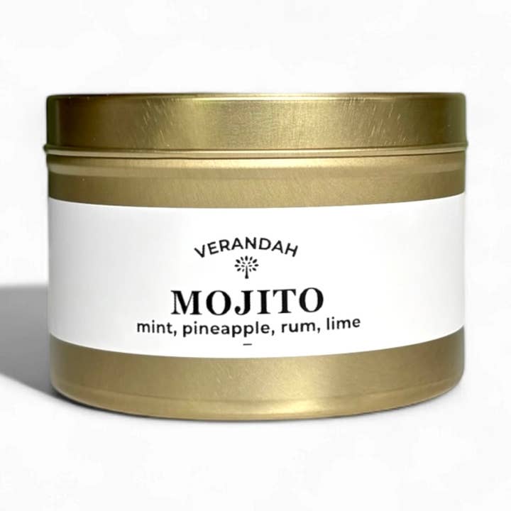 Soy Mojito Hand poured 6 oz Candle- Gold Tin for wholesale by Verandah Candle Company