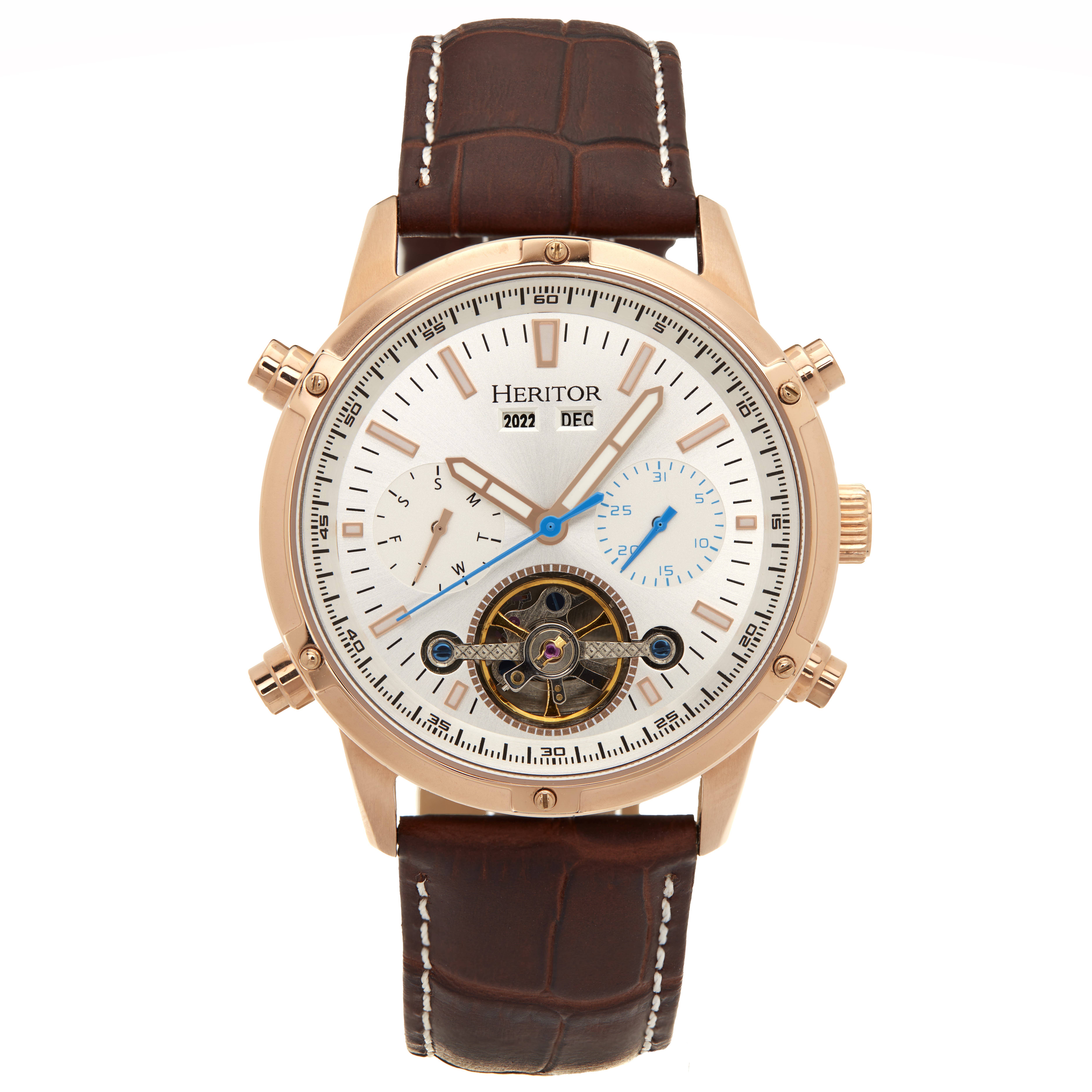 Heritor Automatic – Relógio de pulso - Homem por atacado – Relógio Heritor Automatic Wilhelm Semi-esqueleto com pulseira de couro8