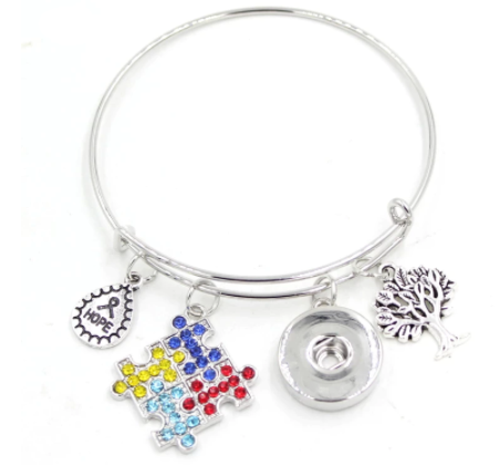 Say It in A Snap Jewelry - Venta al por mayor Pulseras de abalorios/colgantes - Pulsera — Brazalete temática del autismo con base de presión3
