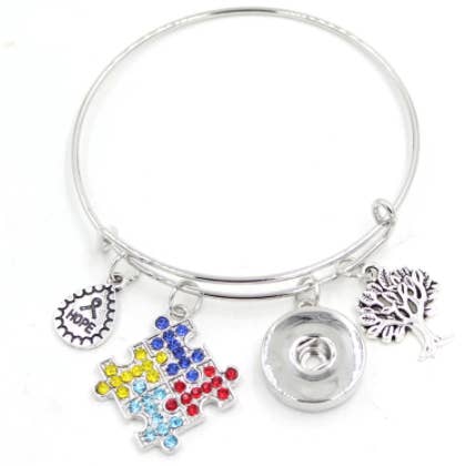 Say It in A Snap Jewelry - Venta al por mayor Pulseras de abalorios/colgantes - Pulsera — Brazalete temática del autismo con base de presión3