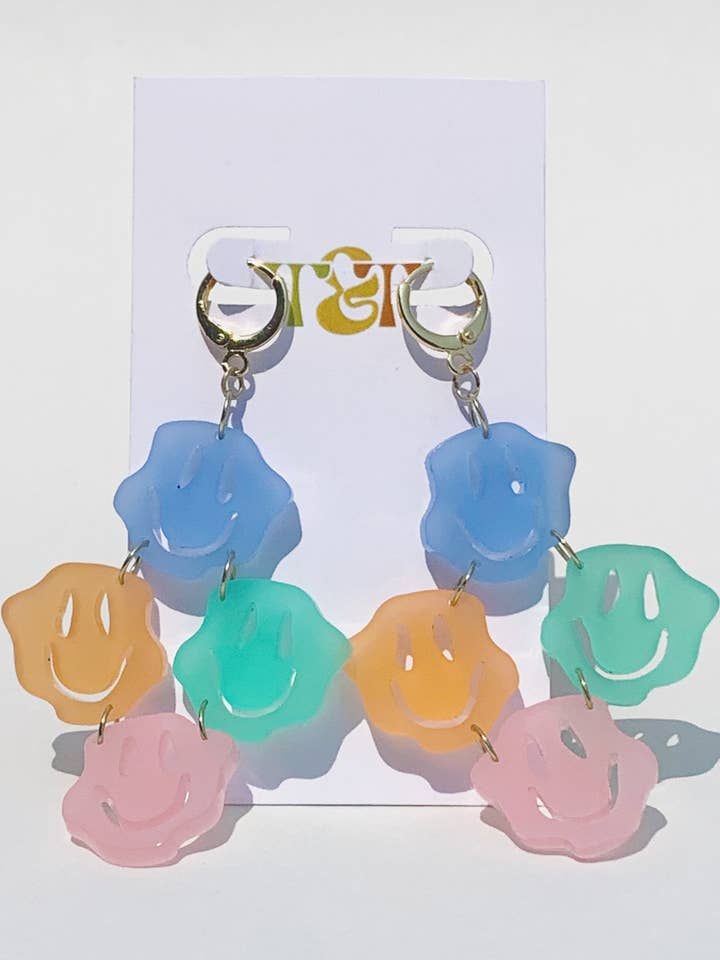 Acrylic Trippy Foursome Smileys Multicolored for wholesale by Tusk and Temperance