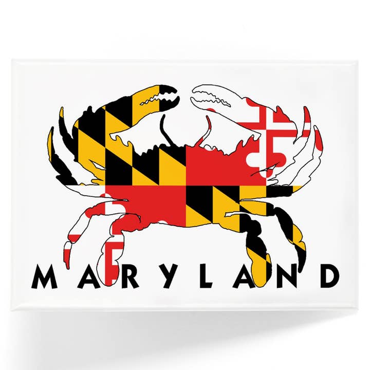 MAGNET Maryland, Crab Flag (White w/ Black Text) for wholesale by Lantern Press