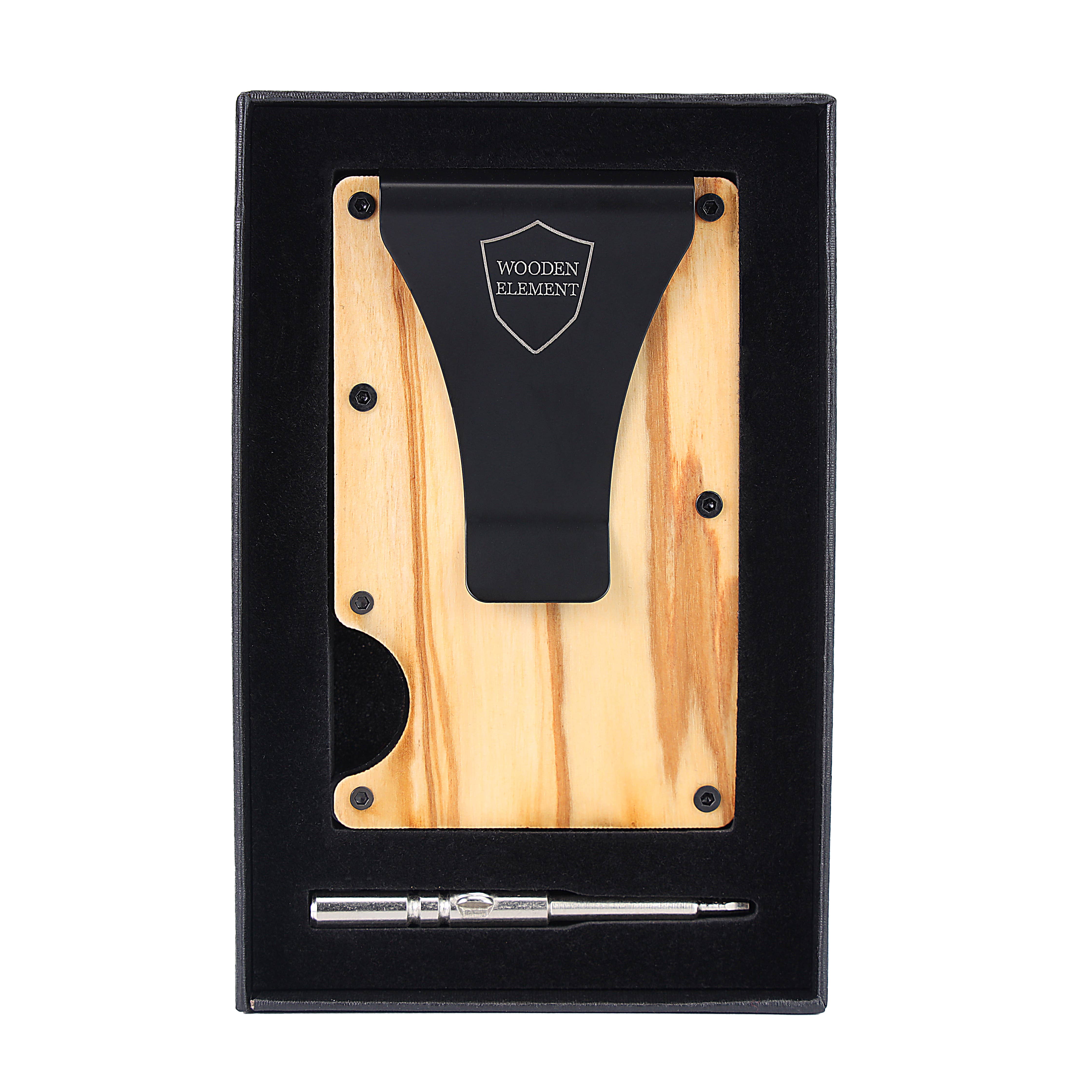 Wooden Element - Vente Pince à billets – unisexe - Portefeuilles intelligents effet bois (lot assorti de 8)24