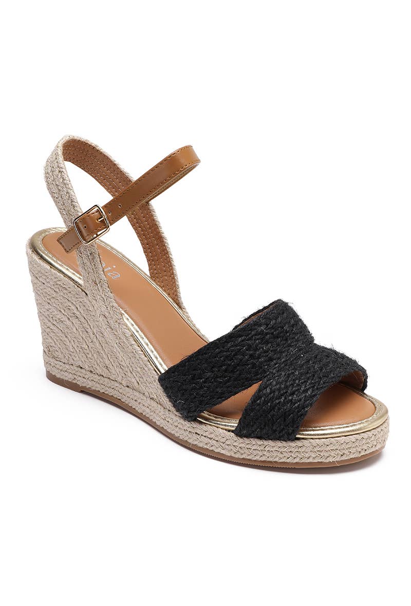 Joia Paris - Wholesale Wedges - Women's - RAFFIA WEDGES WITH GOLDEN OUTLINE H8-7911