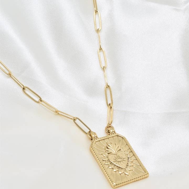 Double-sided Love Lucky Necklace in Stainless Steel - BJ210266 for wholesale by Kapyco