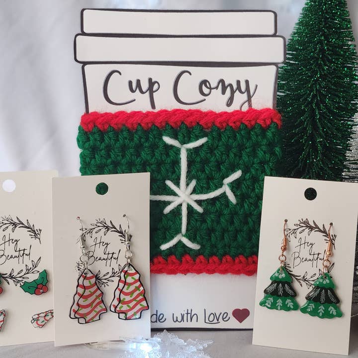 Pacchetto Artigianale di Natale 2 - Orecchini e Copri Tazza per la vendita all'ingrosso da parte di Hey Beautiful