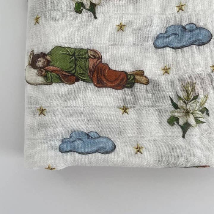 Brick House in the City - Wholesale Swaddle - Baby - Sleeping Saint Joseph Swaddle2