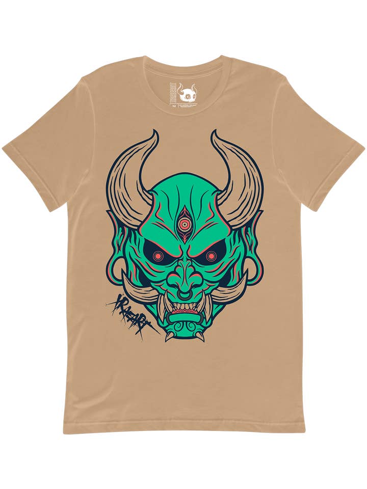 XRAEART Clothing Co - Wholesale Screen printed t-shirt – Men′s - Bushido Green Japanese Oni T-shirt1