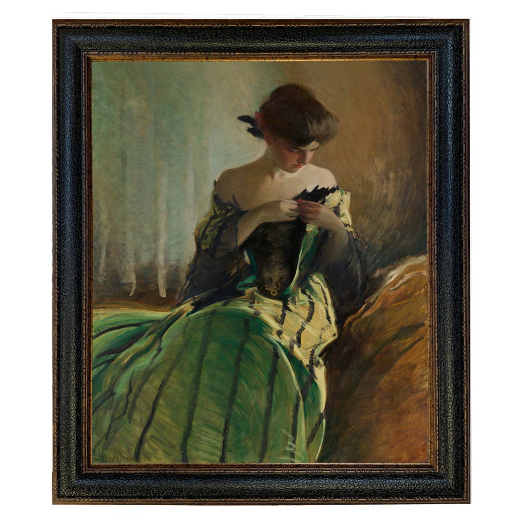 Madison Bay Co. - Historical Home Decor Reproductions - Vendita all'ingrosso Stampa artistica - Stampa su Tela Vintage di Donna in Abito Nero e Verde49