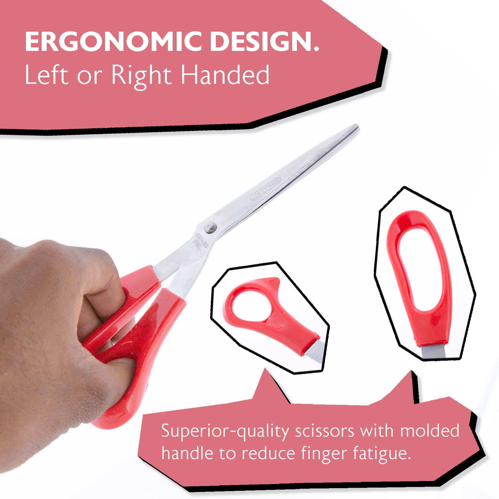 BAZIC Products - Vente Ciseaux - Ciseaux de bureau 8" manche courbé3