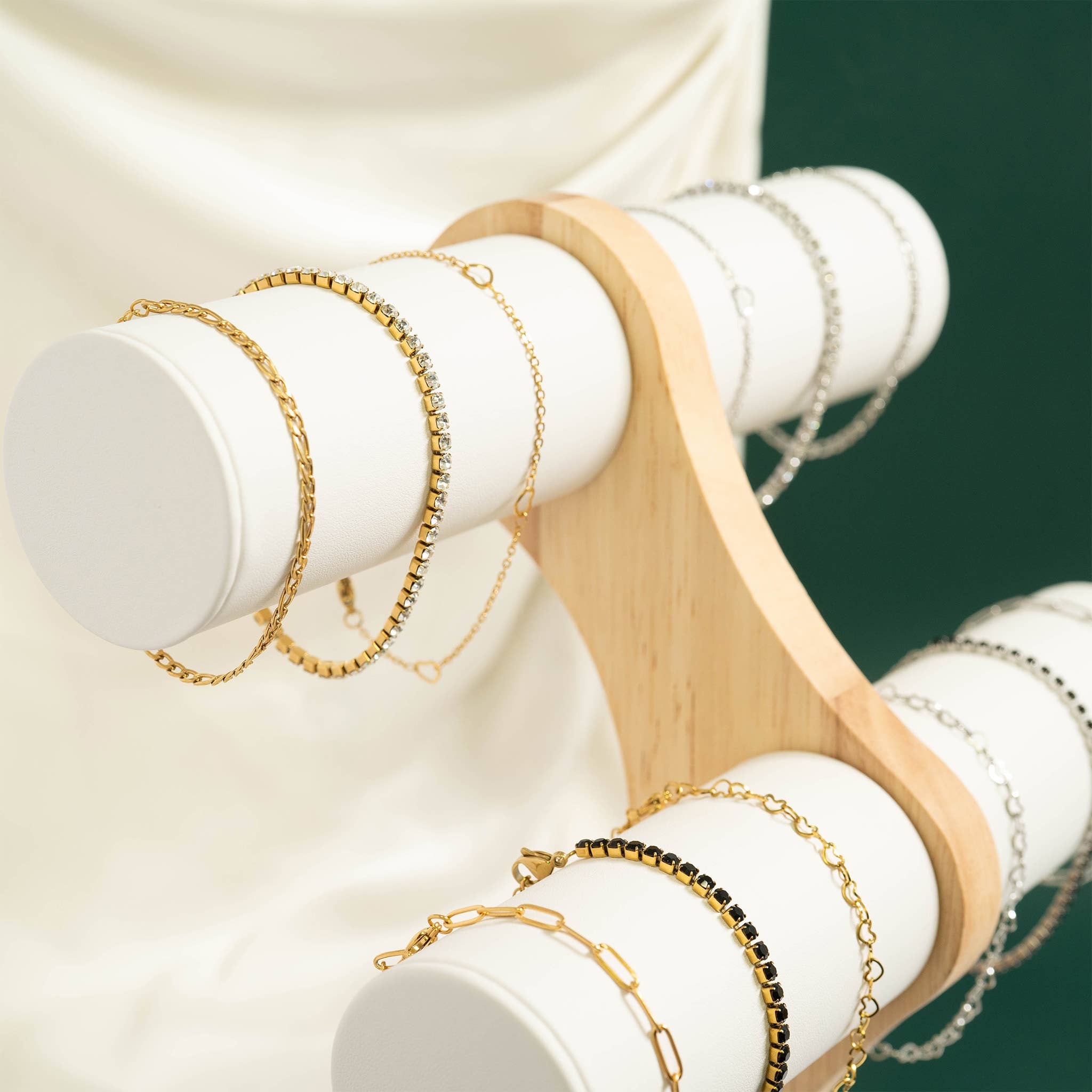 WJW – Pulseira de elo e corrente por atacado – Pulseira / Tornozeleira Corrente Corda - Ouro, Prata, Preto14