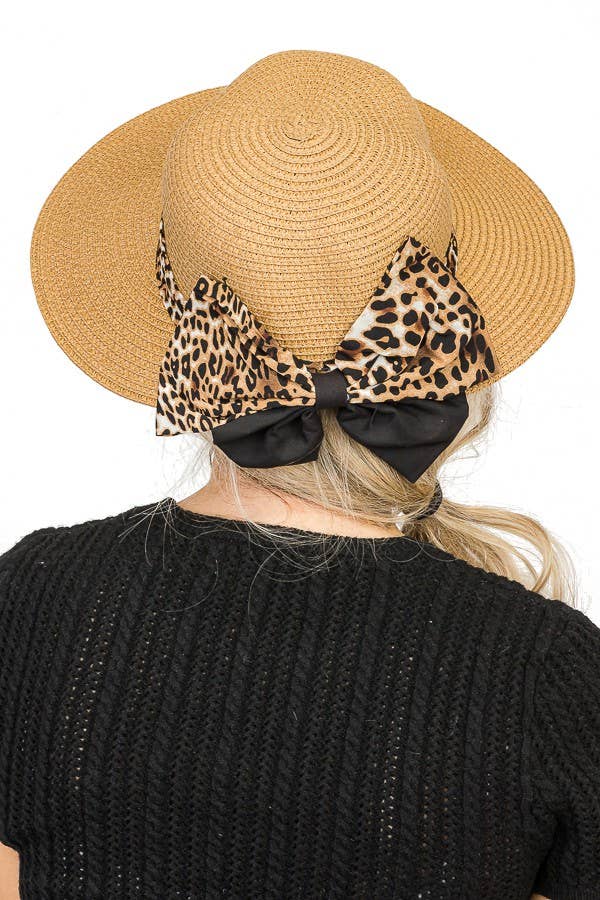 Cap Zone - Vendita all'ingrosso Visiera - Donna - Cappello da sole con visiera a tesa lunga con fiocco e motivo leopardato10