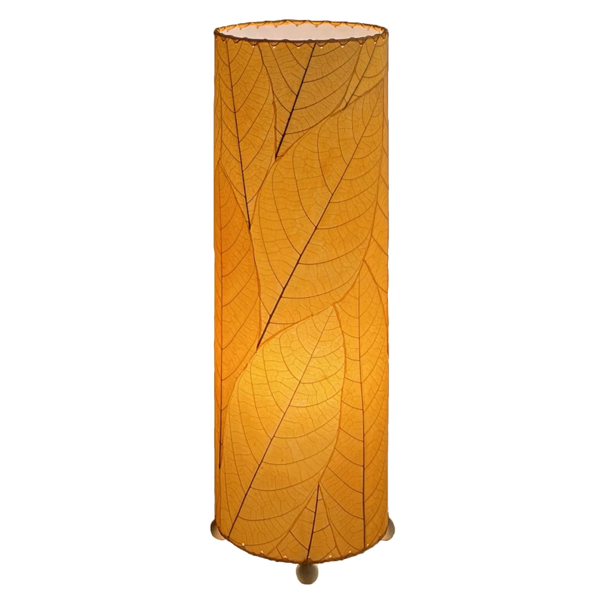 Eangee Home Design - Vente Lampes d'appoint/de bureau - Lampe de table cylindrique en feuille de cacao de 24 pouces, orange, feuilles d'ombrage3