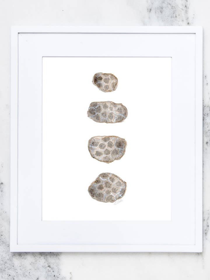 Petoskey Stone Watercolor Art Print 5x7 for wholesale by Crissie Vitale Creative