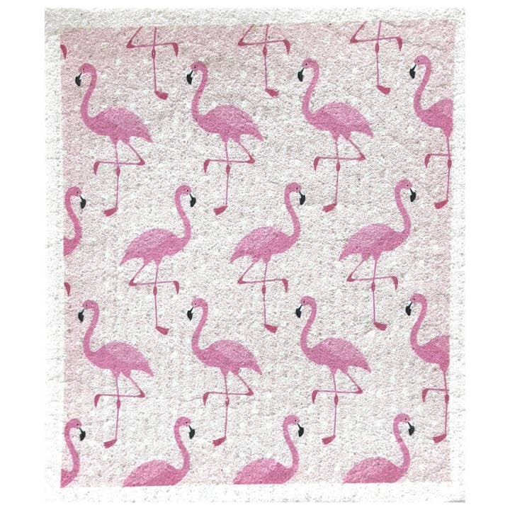 Swedish dishcloth Bird Flamingos for wholesale by The Good Kitchen Collection TM