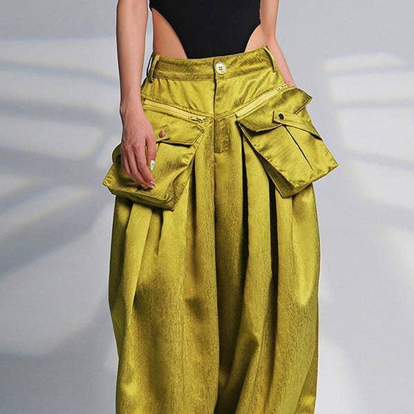 Pantalon décontracté à jambes larges avec poches pour la vente par FurDecoration