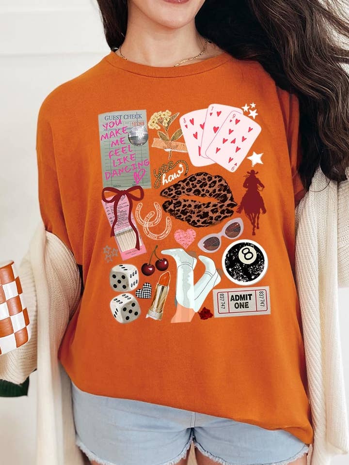 Western Collage Graphic Heavy Cotton Tee for wholesale by COLORBEAR