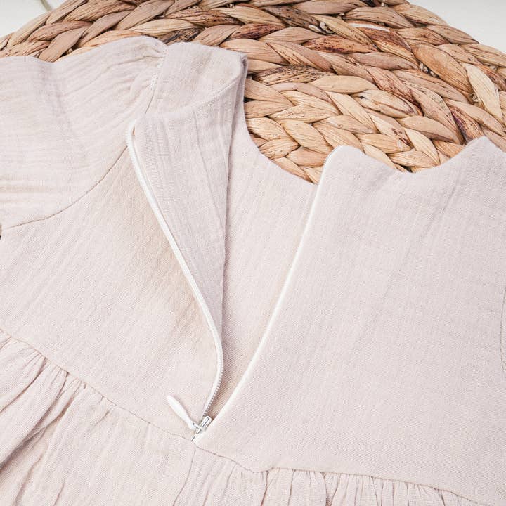 Dreamline - Wholesale Clothing Set - Baby - Baby Girl Muslin Dress and Cardigan Set Beige2