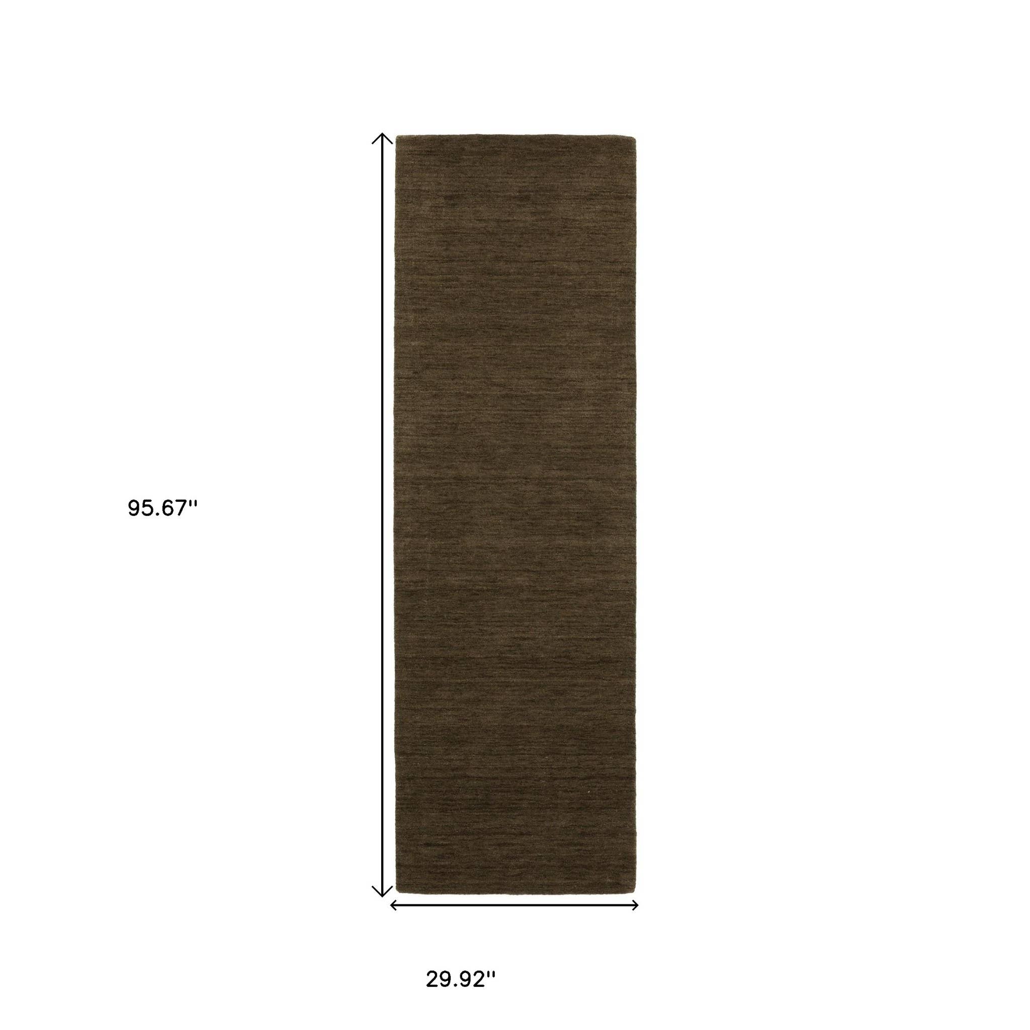 HomeRoots – wholesale Matta – 8' Brun Ull Handtuftad Långmatta2