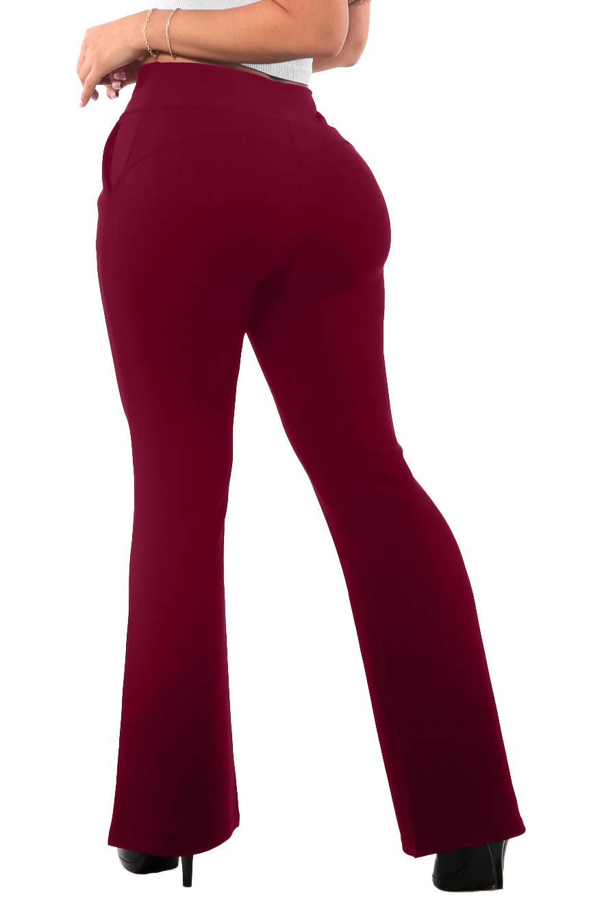 REDFINCH APPAREL INC - Wholesale Pants - Women's - Womens Tummy Control Butt Sculpting Flare Pants With Pockets7