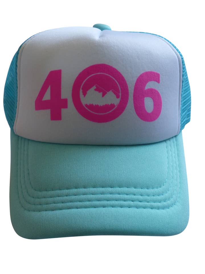 Barn Aqua med rosa 406 hatt för wholesale av Montana Tees