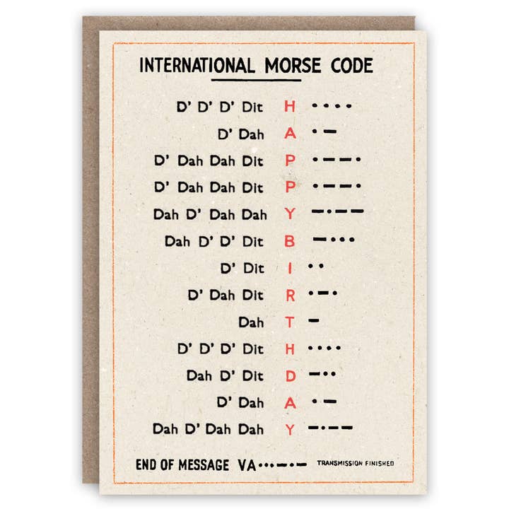International Morse Code birthday card for wholesale by The Pattern Book
