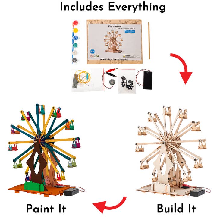 SmartsToy - Wholesale Building Set - Kids - Wooden Ferris Wheel Building Kit | Educational DIY STEM Toys