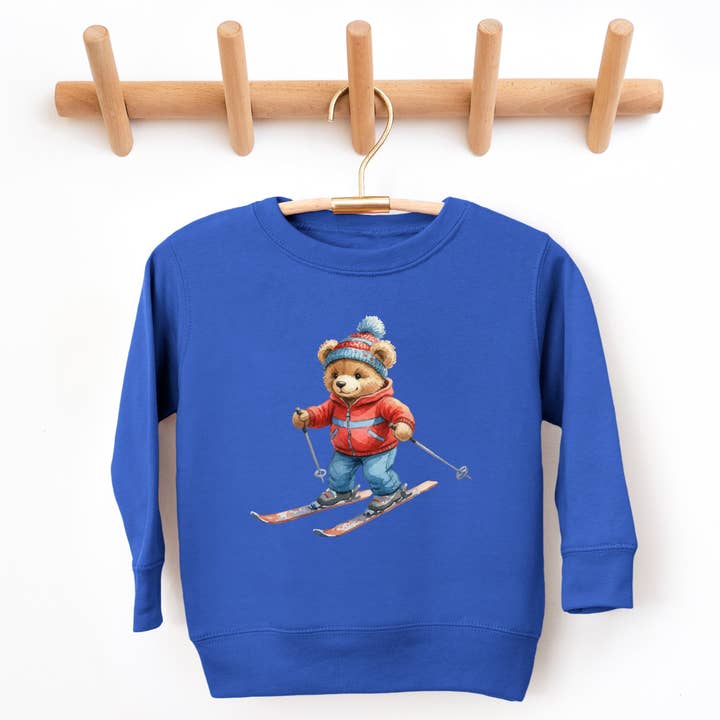 Sweatshirt graphique pour tout-petit - Ours à ski en aquarelle pour la vente par Olive And Ivory Wholesale
