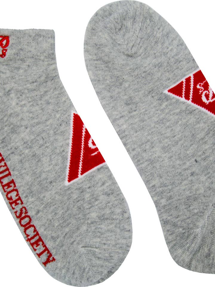 PS Triangle Knöchelsocken, Grau/Rot für den Großhandel von Privilege Society