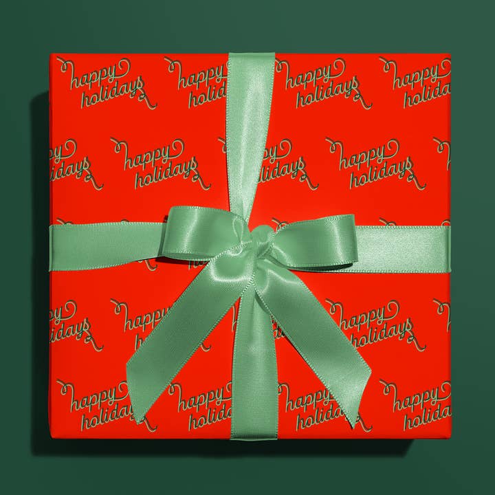 Happy Holidays Gift Wrap for wholesale by Fond Printed Goods
