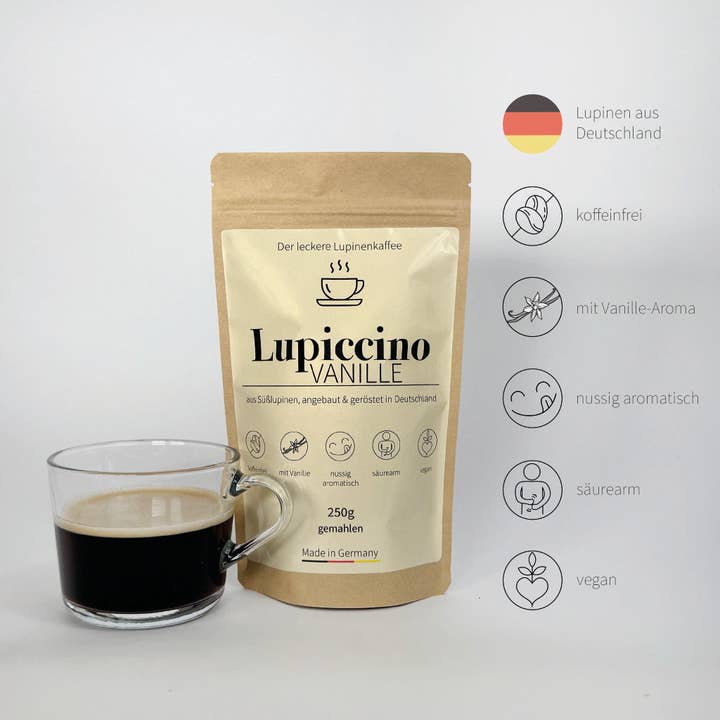 Caffè di lupino Lupiccino alla vaniglia per la vendita all'ingrosso da parte di Lupiccino