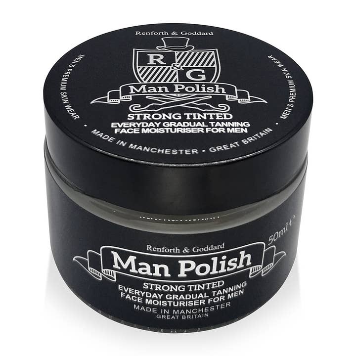 Man Polish Strong Tinted - Everyday Gradual Tanning Face Moisturiser for Men - 50ml for wholesale by Man Polish