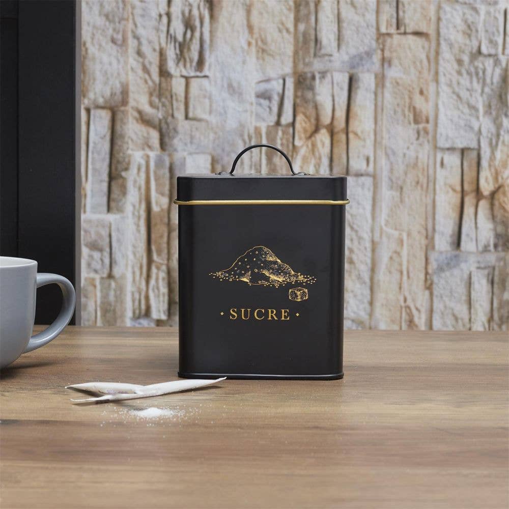 Housse De Rêve – wholesale Decorative box – Black and gold metal sugar box1