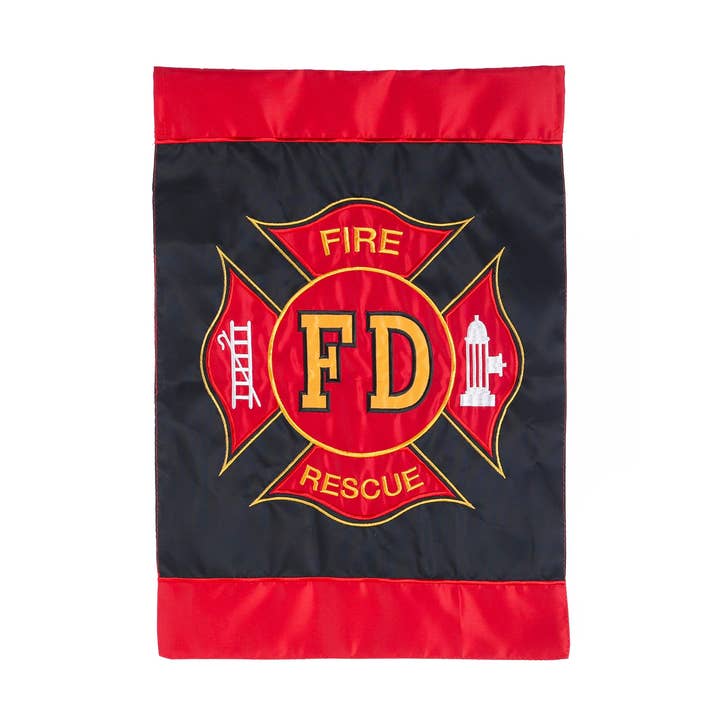 Fire Department Garden Applique Flag for wholesale by Evergreen Enterprises