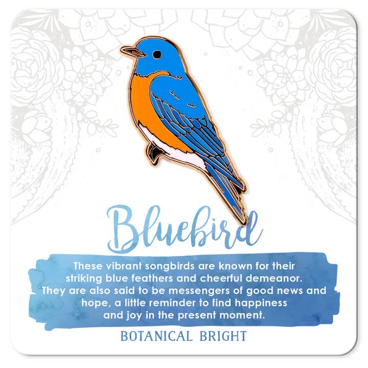 Botanical Bright - Wholesale Lapel Pin/Button - Bluebird Bird Enamel Pin