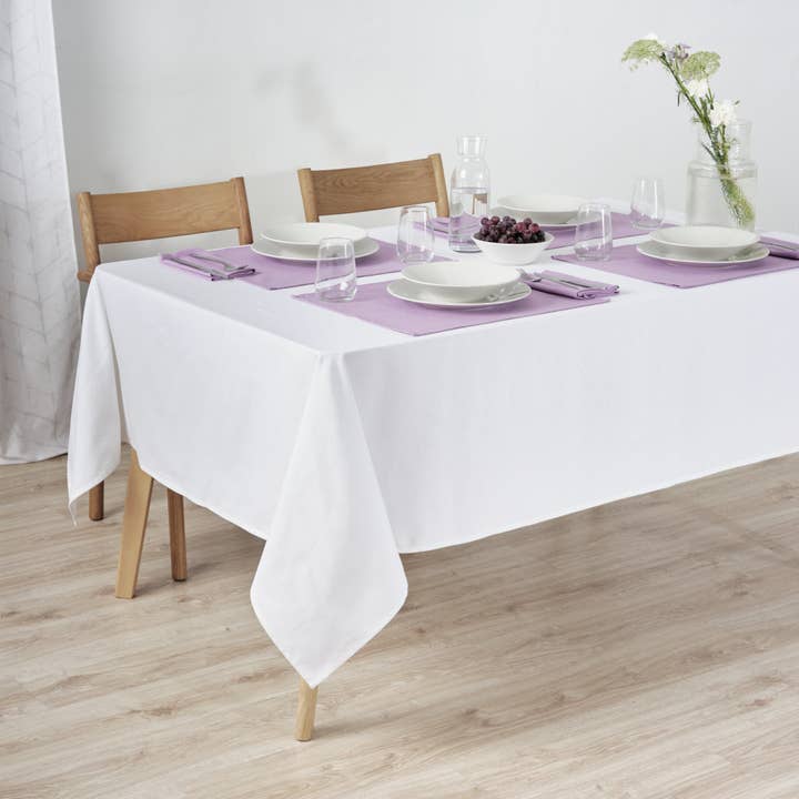 SG HOGAR - Wholesale Tablecloth - Plain tablecloth 100% linen fabric feel Optical White5