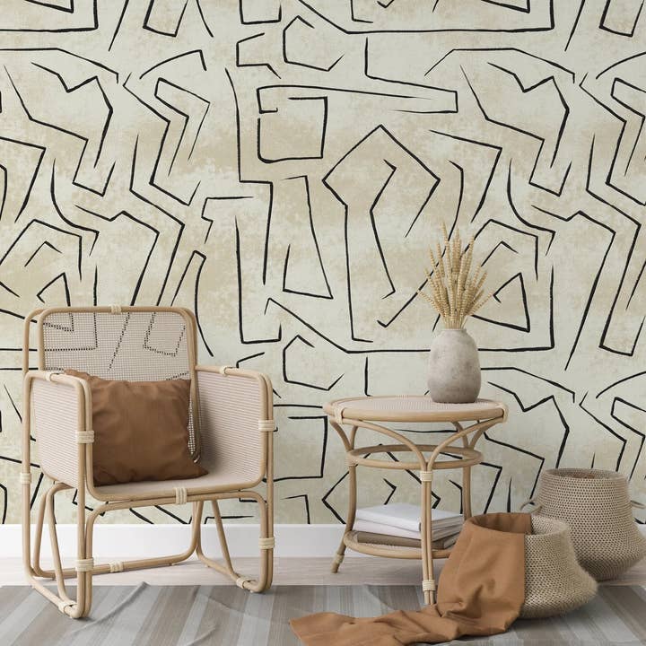 Minimal Design Art Removable Wallpaper in Neutral Tones for wholesale by Wallpapers4Beginners