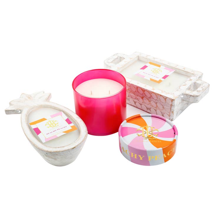 LUX FRAGRANCES - Wholesale Jar/Filled Candle - Beachy Peachy Sangria 2 Wick Candle with Decorative Lid
