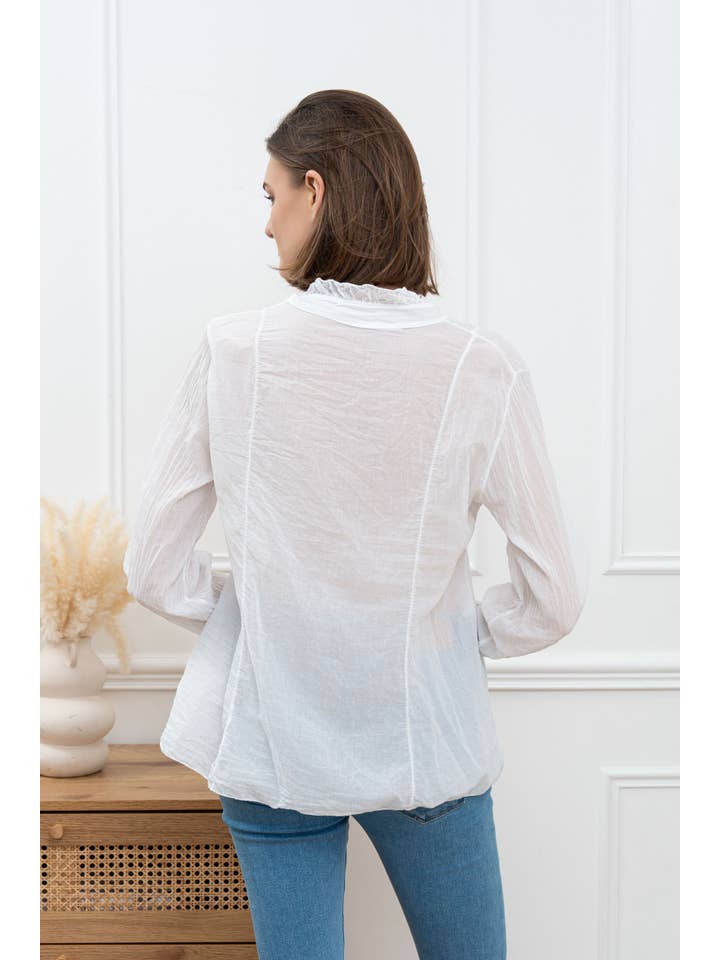 Happy look - Wholesale Blouse – Women’s - High semi-transparent cotton voile top with long sleeves10