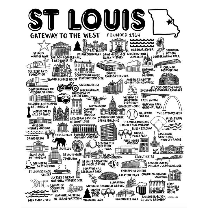 St Louis Map White for wholesale by Whereabouts Shop