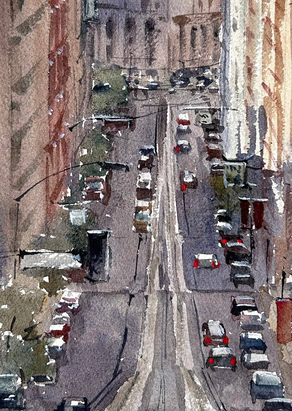 Ina Xi Watercolor - Wholesale Art Print - Nob Hill overlooking Market Street - Limited edition art print1