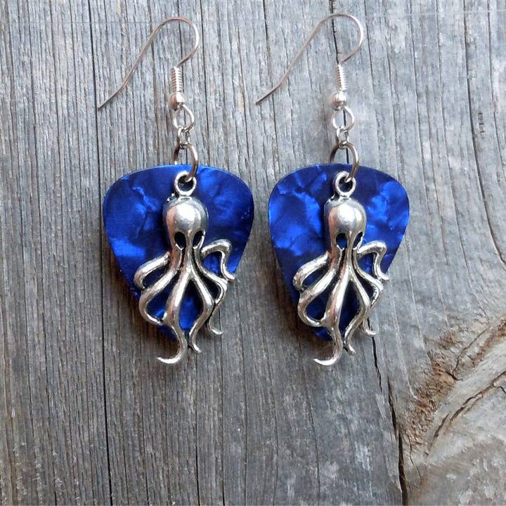 Simply Raevyn - Wholesale Dangle Earrings - Octopus Charm Guitar Pick Earrings17