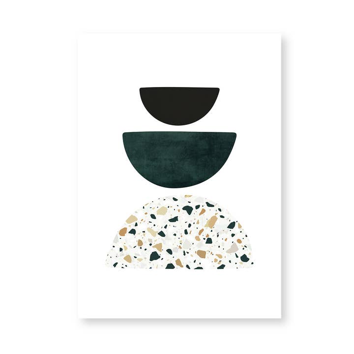 Grön och Terrazzo abstrakta former 02 konst Print för wholesale av Palm & Wild