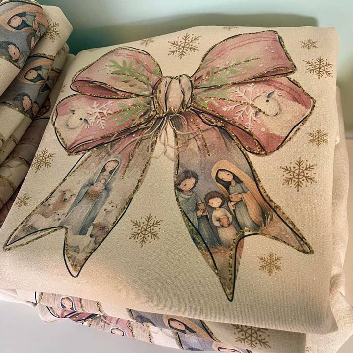 Jesus Christmas Sweatshirt mit Schleife für den Großhandel von StricklandDesignCo